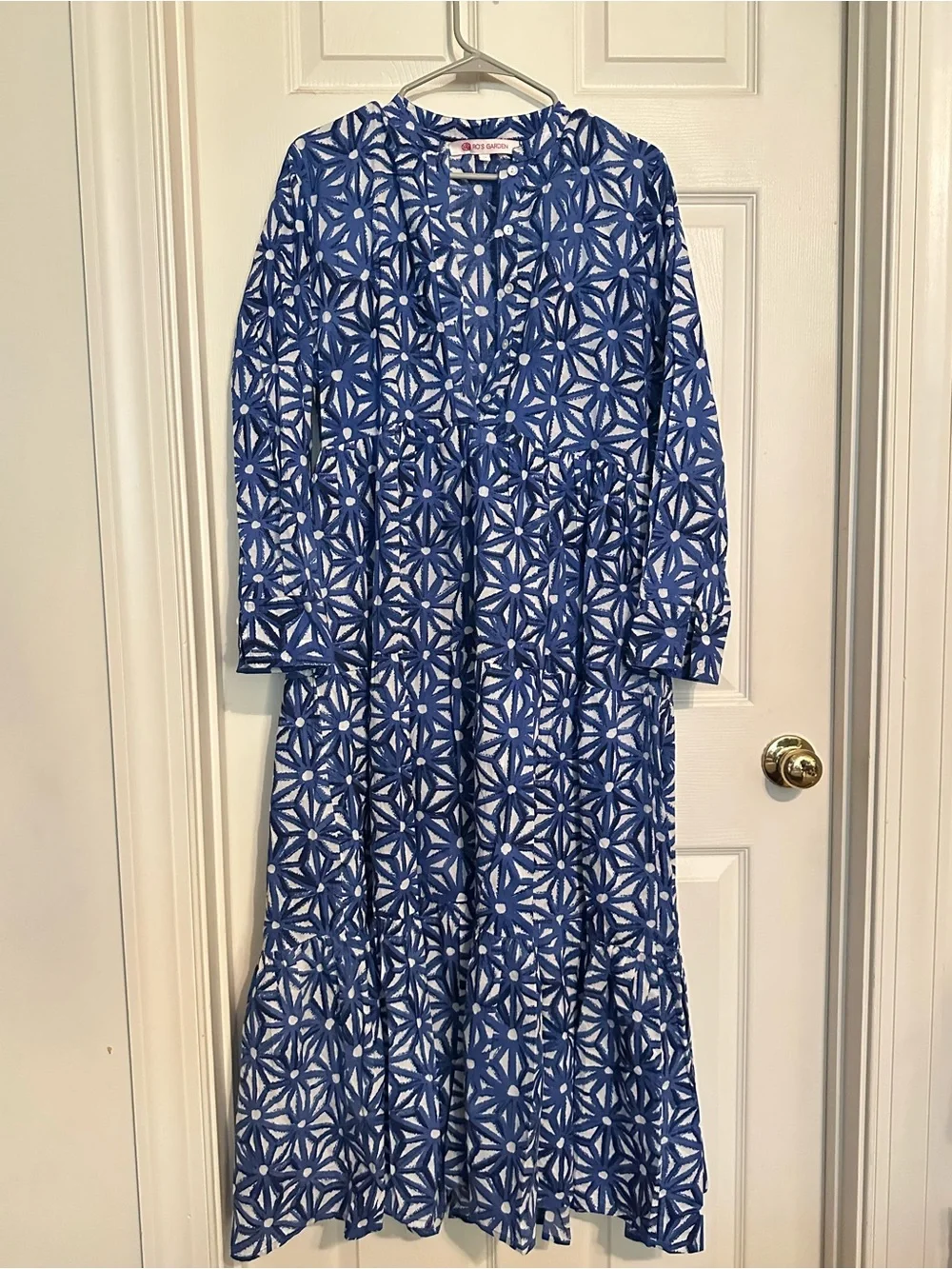 Ro's Garden Blue & White Printed Button-Front Dress - Picture 1 of 3